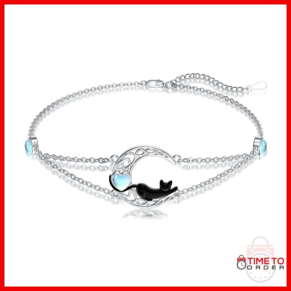925 Sterling Silver Anklet with Adjustable Chain Good Luck Jewelry